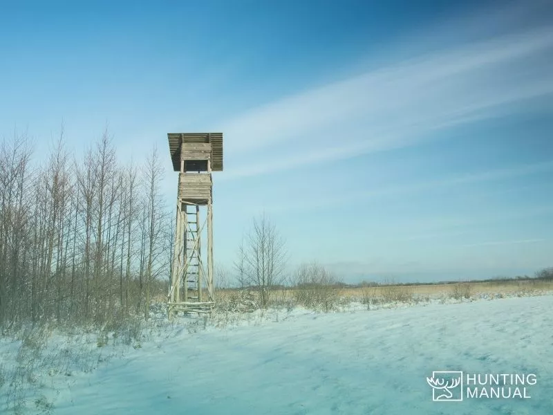 hunting stand in snowy winter