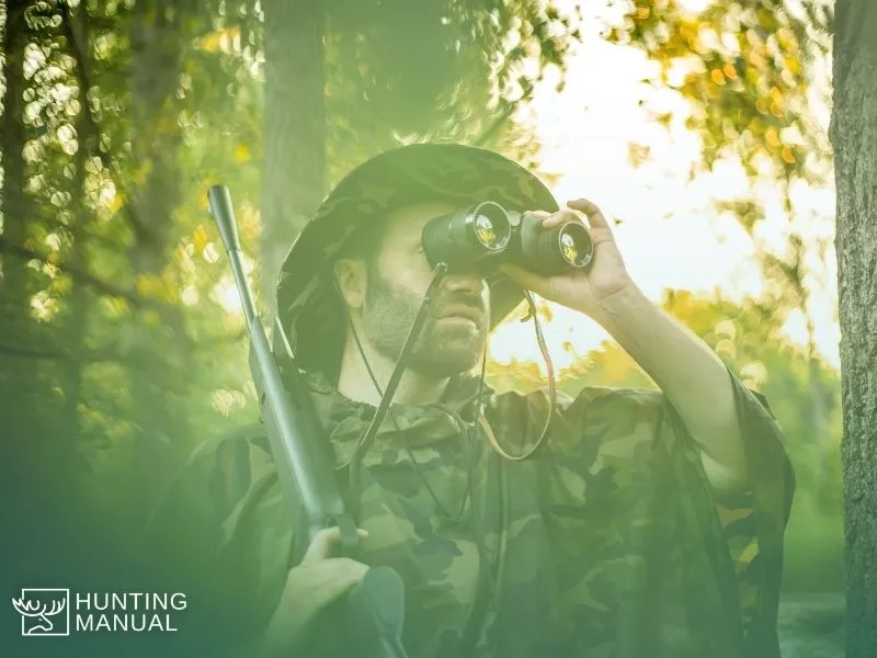 looking for prey using rangefinder binocular