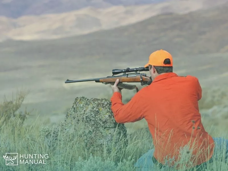 targeting hunt using rifle scope and rangefinder